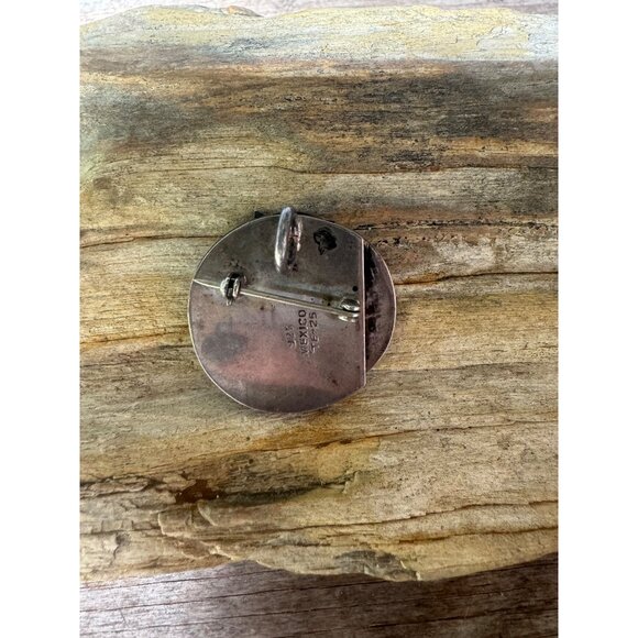 Vintage Mexican Sterling Silver 925 Moon and Stars Brooch Pendant With Black Ony - Picture 3 of 5